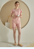 Minglo Women's V Neck Pajama Set, Soft Viscose Short Sleeve Sleepwear