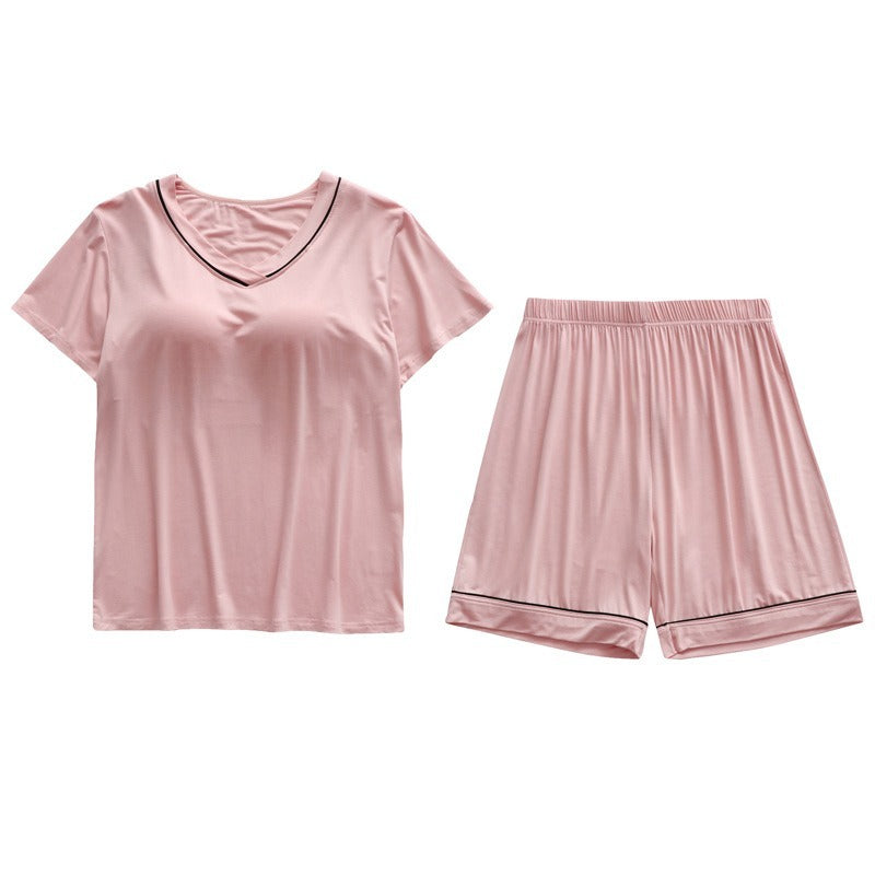 Minglo Women's V Neck Pajama Set, Soft Viscose Short Sleeve Sleepwear