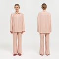 Minglo Women's Long Sleeve Pajama Set, Classic Lapel Sleepwear