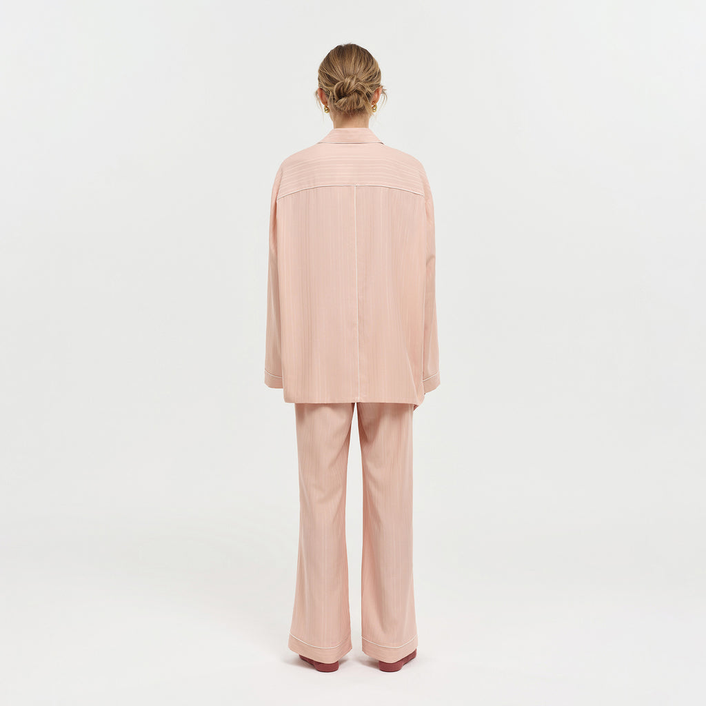 Minglo Women's Long Sleeve Pajama Set, Classic Lapel Sleepwear