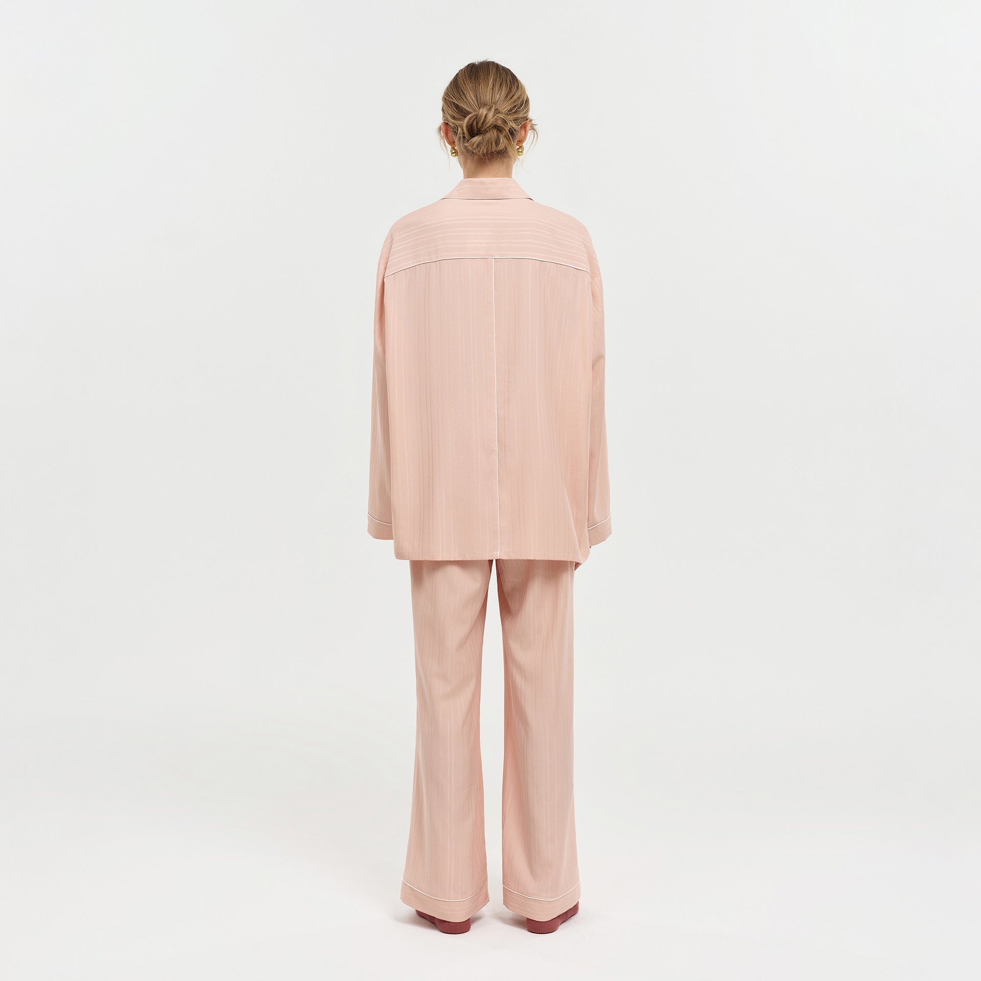 Minglo Women's Long Sleeve Pajama Set, Classic Lapel Sleepwear
