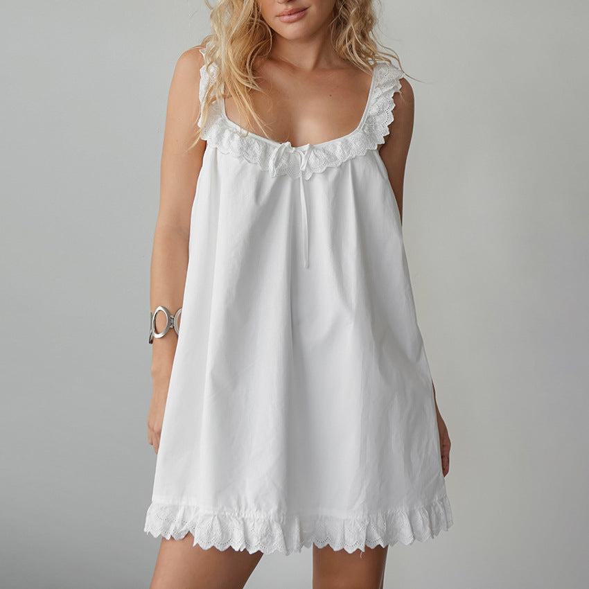 Minglo Women's Cotton Sleepwear Set, Soft Sleeveless Pajama Dress