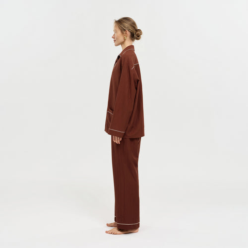 Minglo Women's Long Sleeve Pajama Set, Classic Lapel Sleepwear