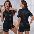 Minglo Women's Silk Pajama Set, Short Sleeve Satin Lounge Wear