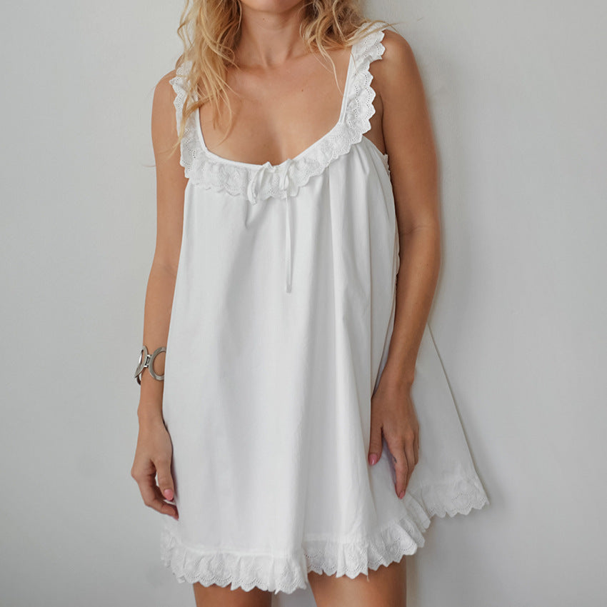 Minglo Women's Cotton Sleepwear Set, Soft Sleeveless Pajama Dress